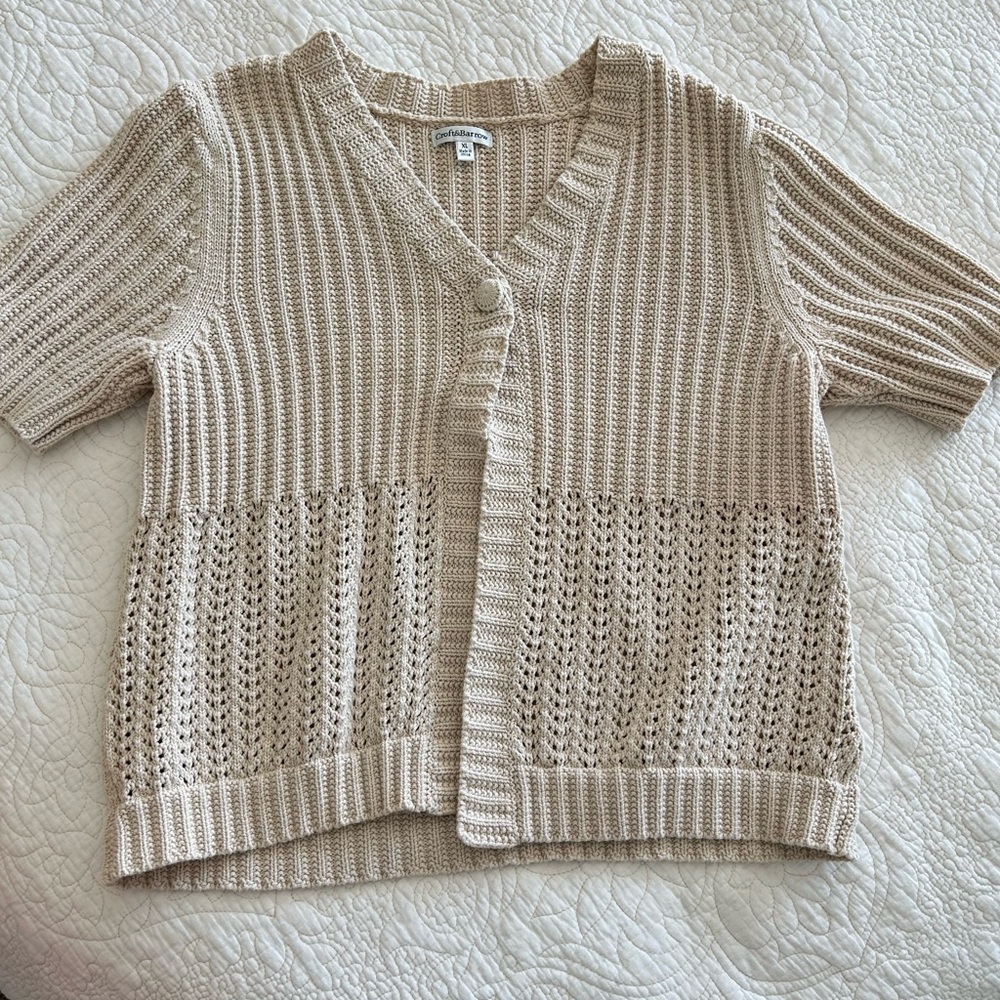 Croft & Barrow Beige Open-Front Cardigan